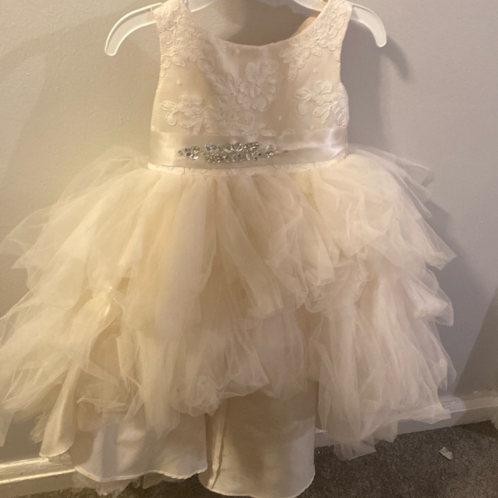 Girl Ruffle Lace Pageant Party Wedding Flower Girl Dress
